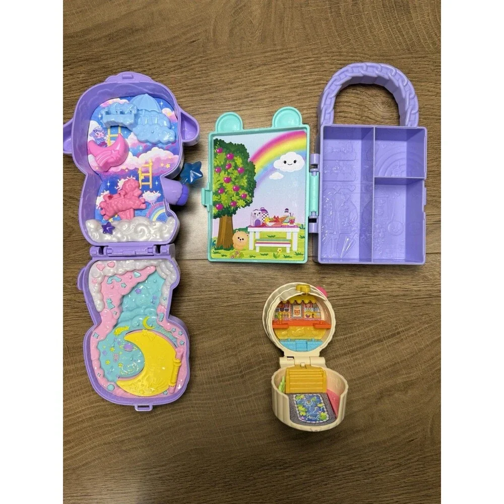 Polly Pocket 8 Piece Mixed Lot Cases And Dolls